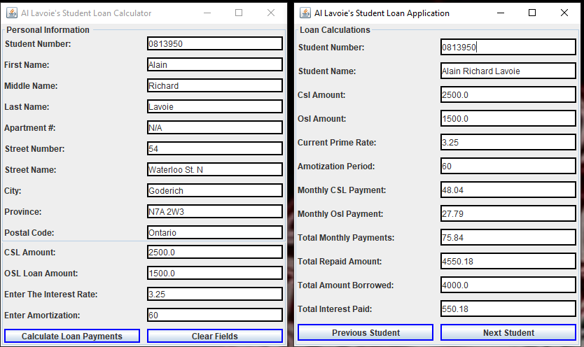 Image of GUI output